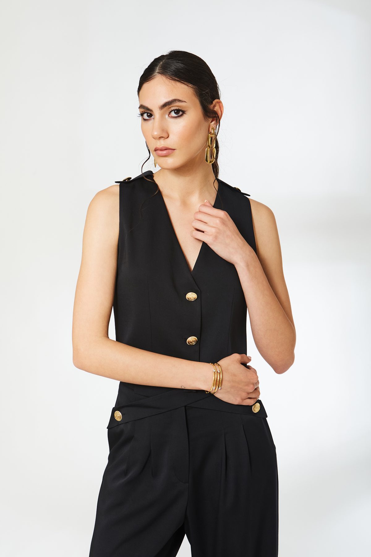 Cross Kısa Siyah Yelek - BE OZ - Görsel 4