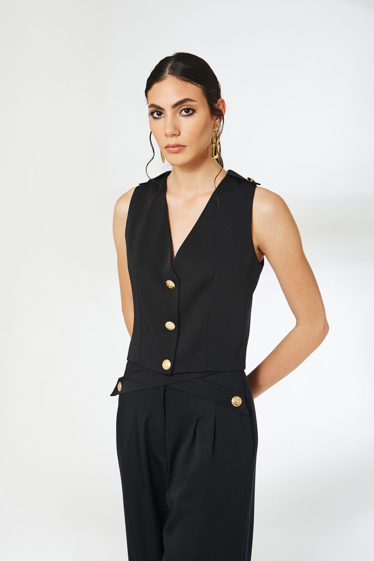 Cross Kısa Siyah Yelek - BE OZ - Görsel 6