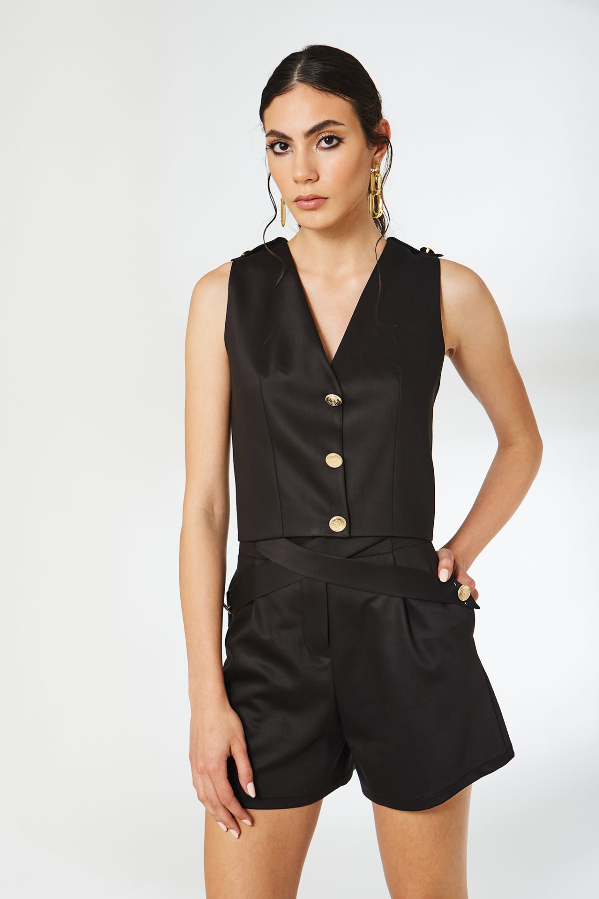 Cross Kısa Siyah Yelek - BE OZ - Görsel 5