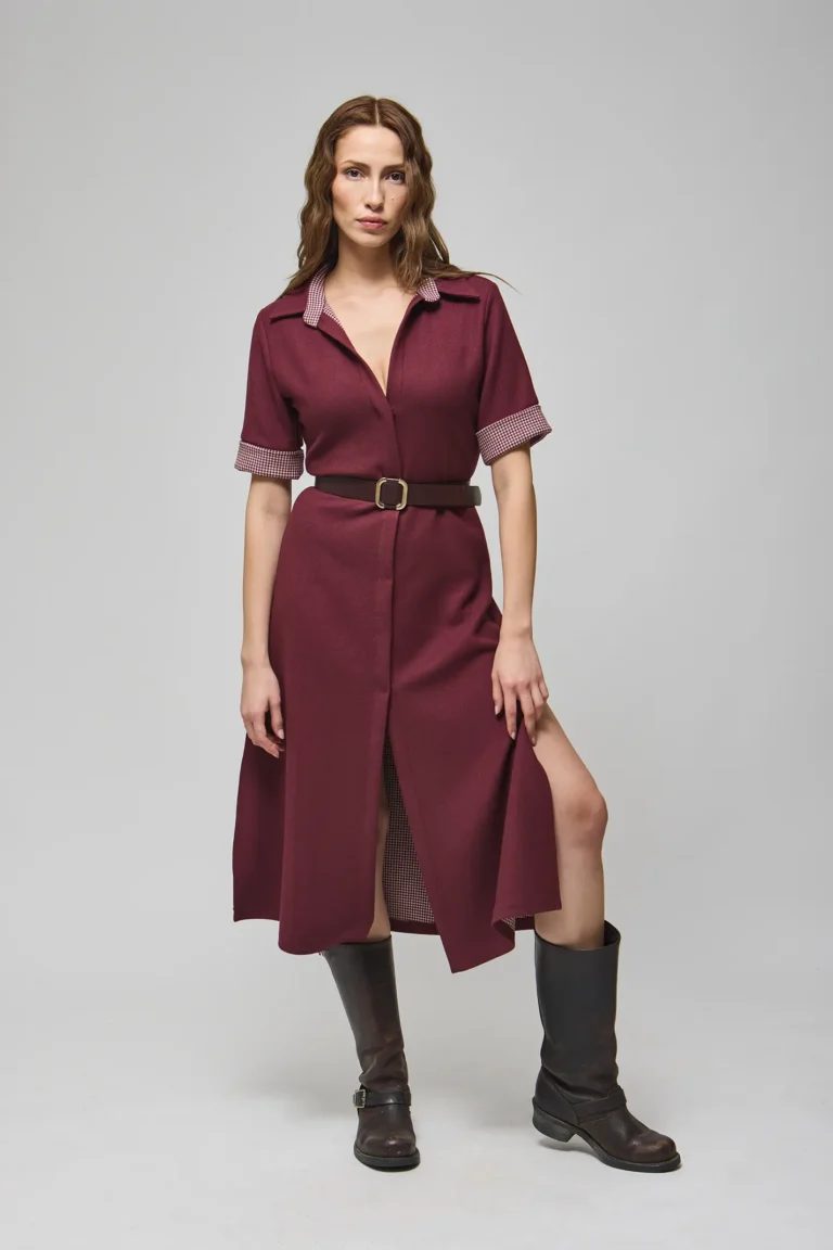 Amos bordo gomlek elbise