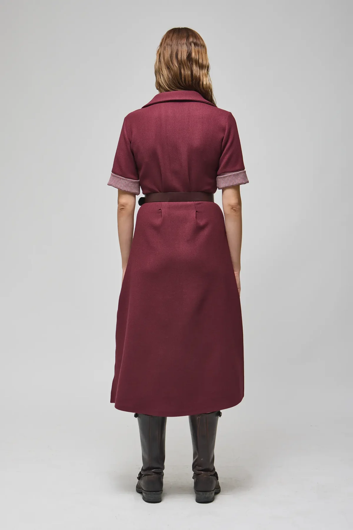 Amos Bordo Gömlek Elbise - BE OZ - Görsel 3