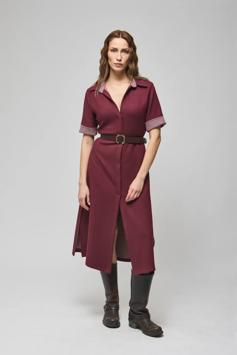 Amos bordo gomlek elbise