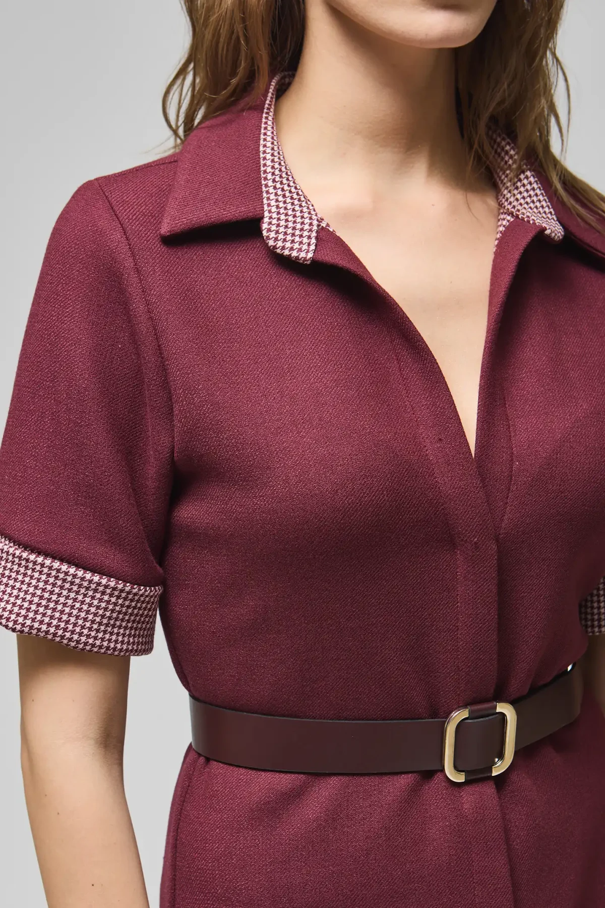 Amos Bordo Gömlek Elbise - BE OZ - Görsel 4