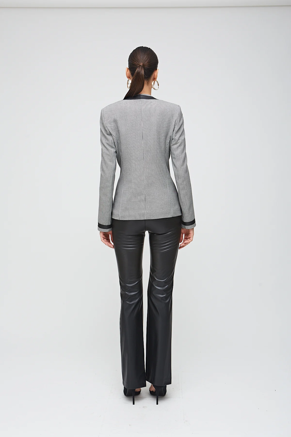 Bisiklet Yaka Derili Siyah/Beyaz Ceket - BE OZ - Görsel 7