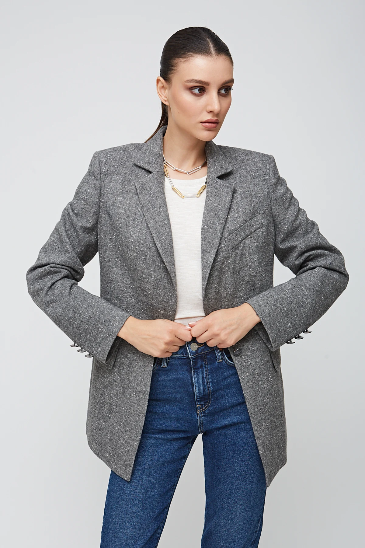 Blazer Kaşe Gri Ceket - BE OZ - Görsel 1