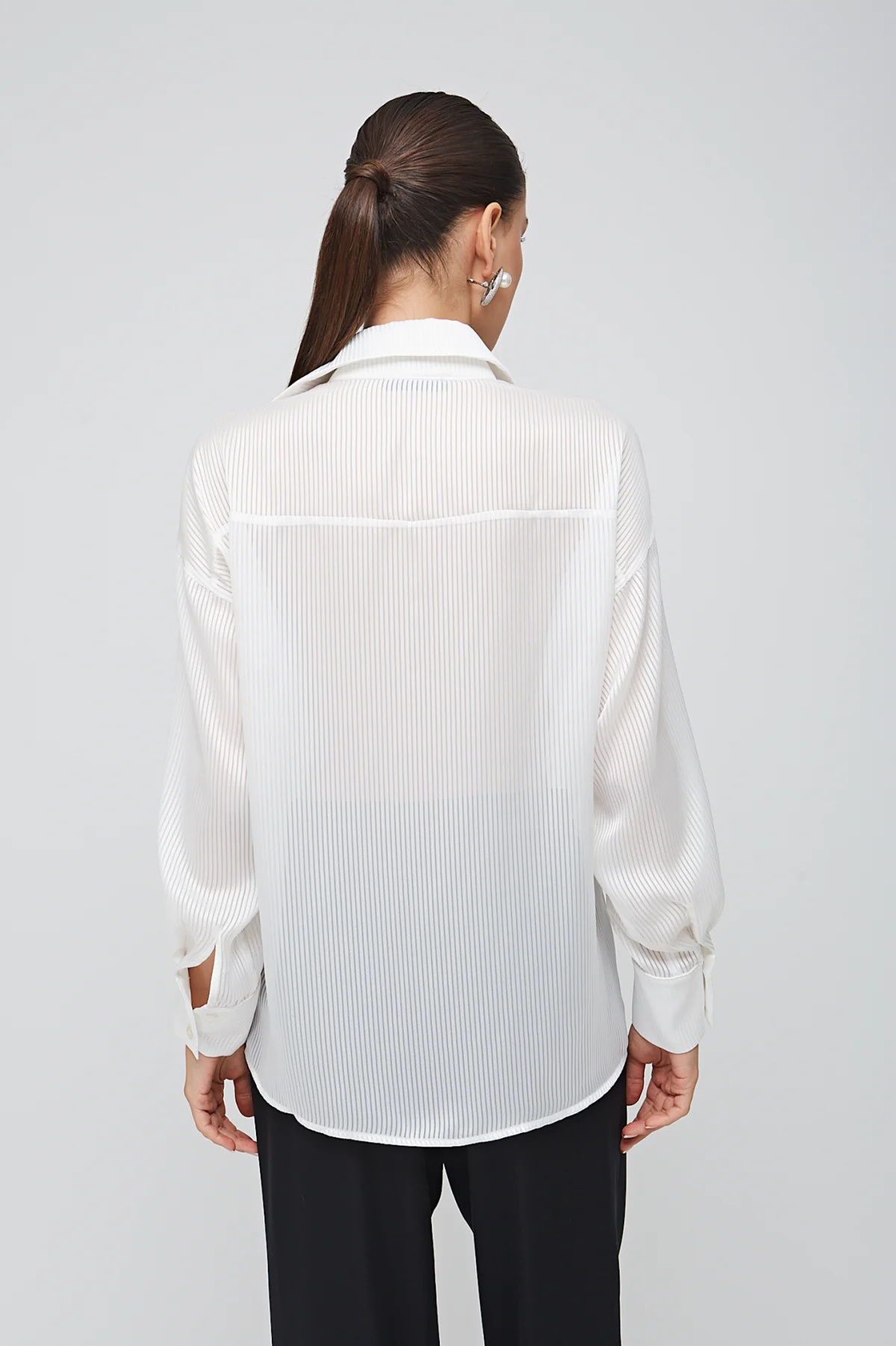 Cepli Şifon Beyaz Gömlek - BE OZ - Görsel 2