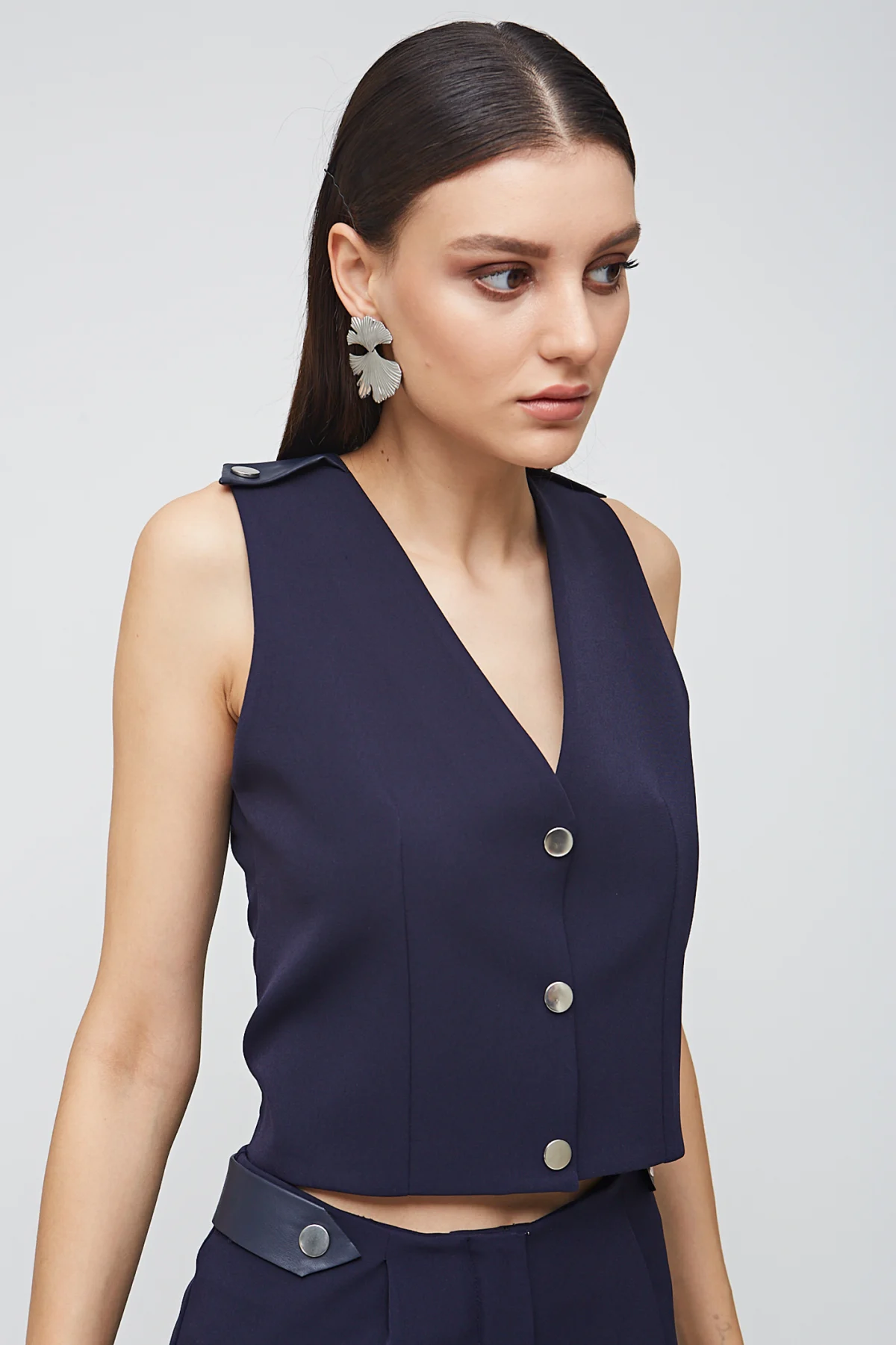 Cross Kısa Lacivert Yelek - BE OZ - Görsel 3