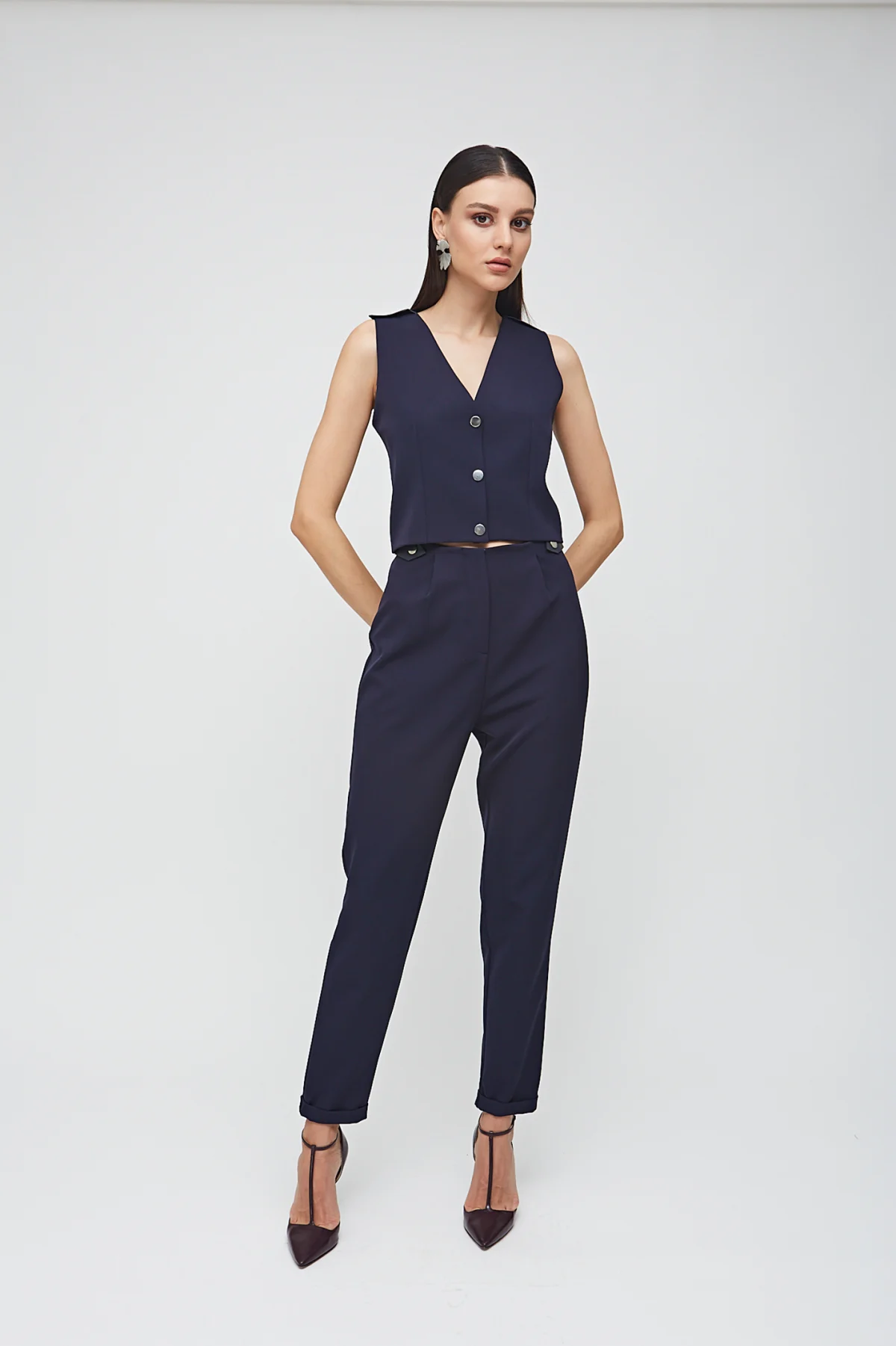 Cross Kısa Lacivert Yelek - BE OZ - Görsel 7