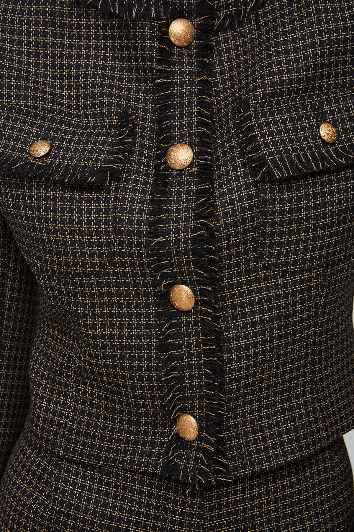 Bisiklet Yaka Kısa Yün Kahve/Siyah Ceket - BE OZ - Görsel 6