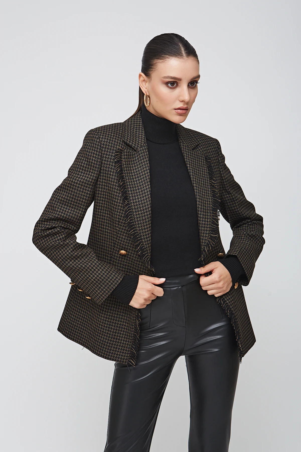 Klasik Yün Kahve/Siyah Ceket - BE OZ - Görsel 4