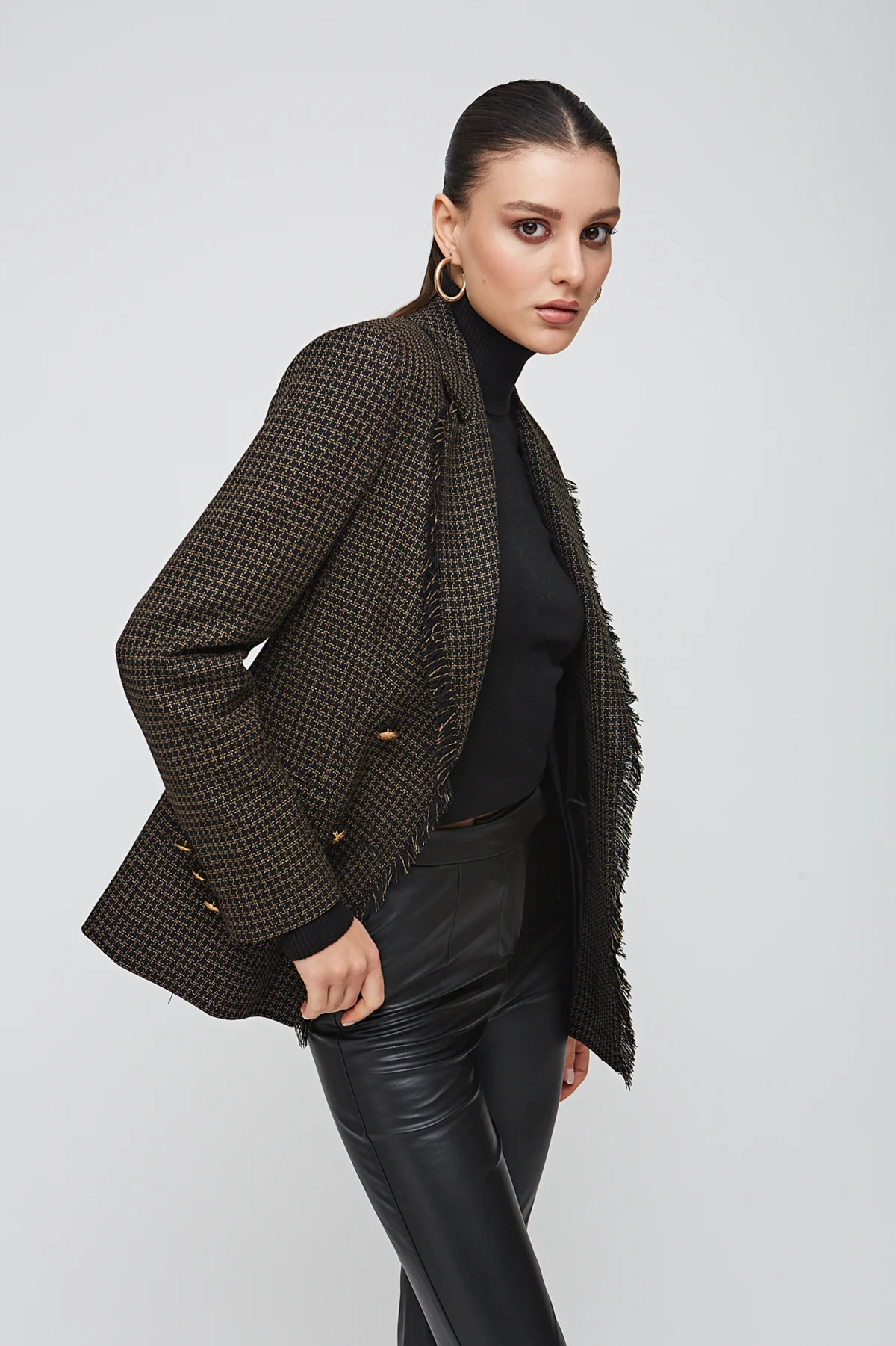 Klasik Yün Kahve/Siyah Ceket - BE OZ - Görsel 6