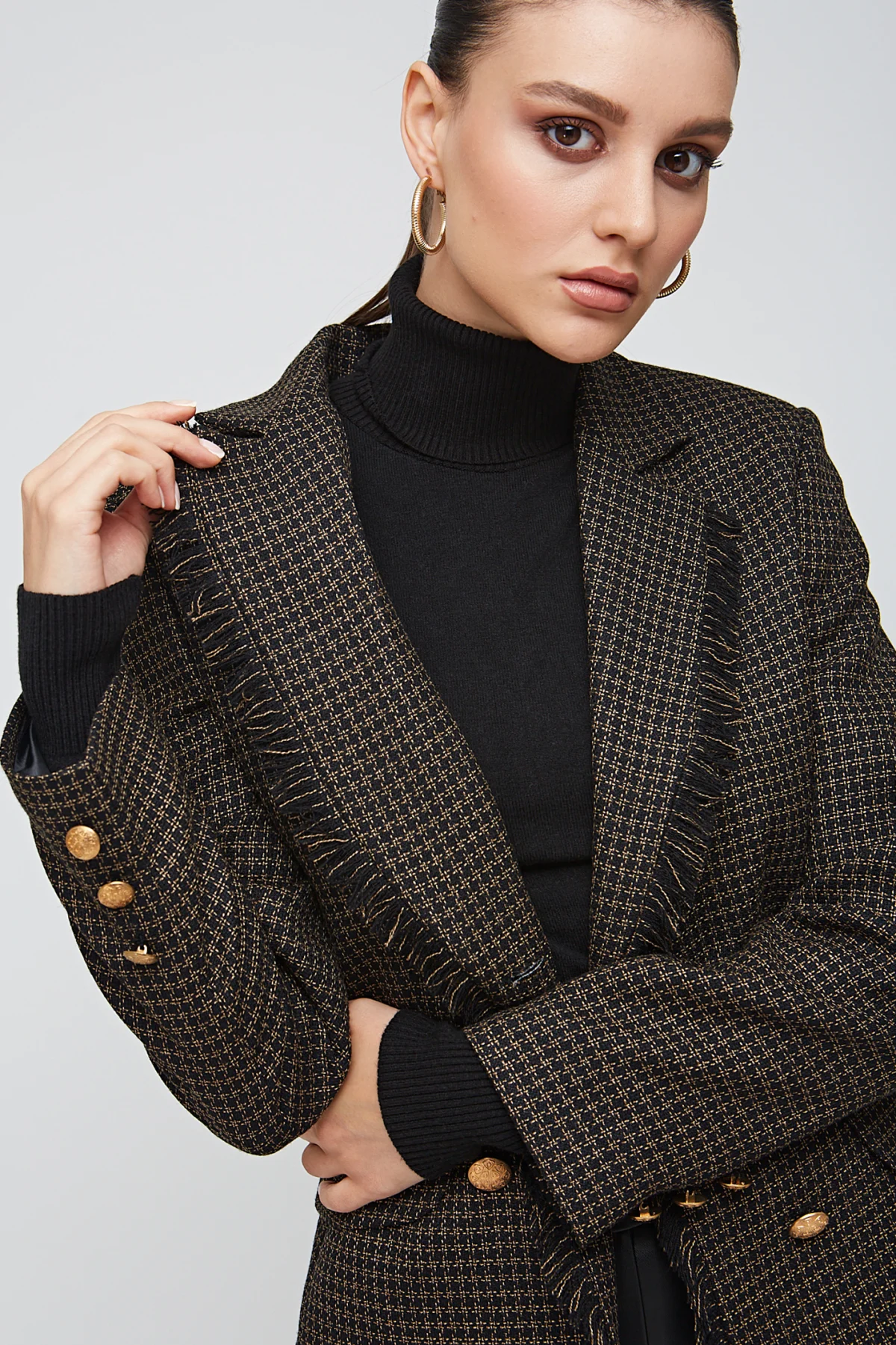 Klasik Yün Kahve/Siyah Ceket - BE OZ - Görsel 7