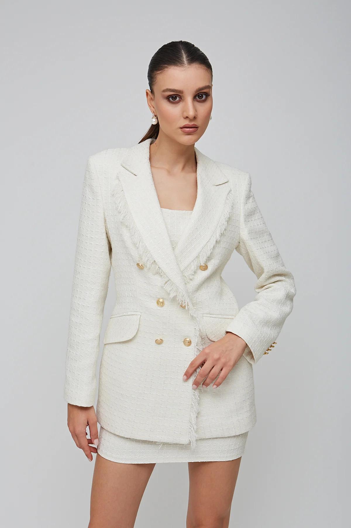 Klasik Tüvit Krem Ceket - BE OZ - Görsel 4