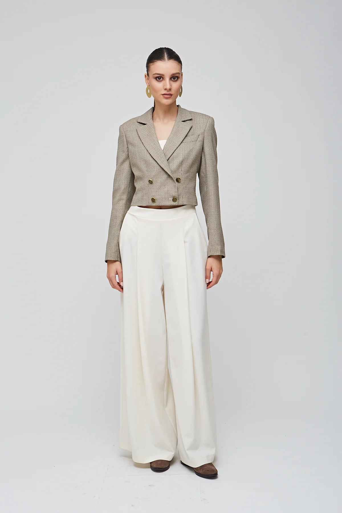 Kruvaze Kısa Karamel Ceket - BE OZ - Görsel 2