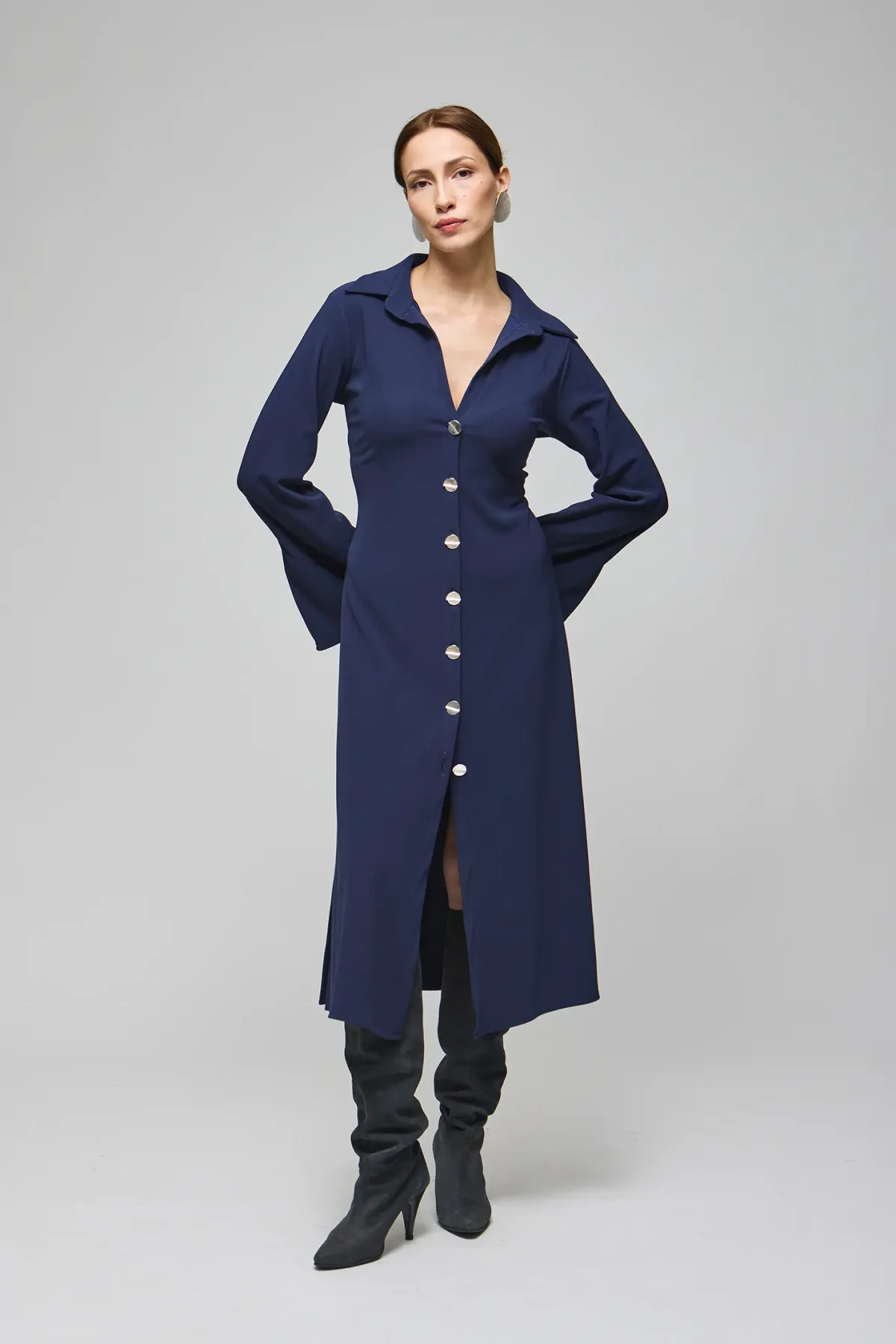 Amos Lacivert Gömlek Elbise - BE OZ - Görsel 2