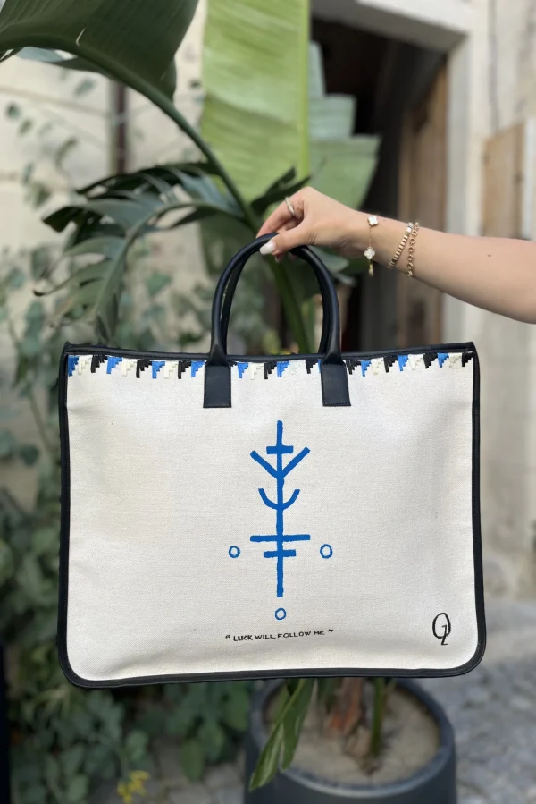 Nakış İşlemeli Şans Sembollü Kanvas Çanta - BE OZ