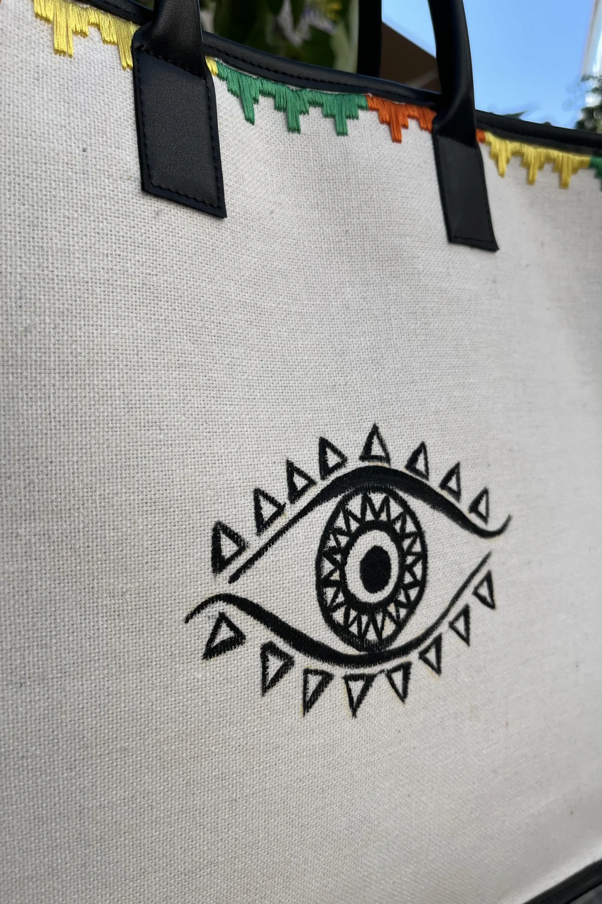 Nakış İşlemeli Göz Desen Kanvas Çanta - BE OZ - Görsel 2