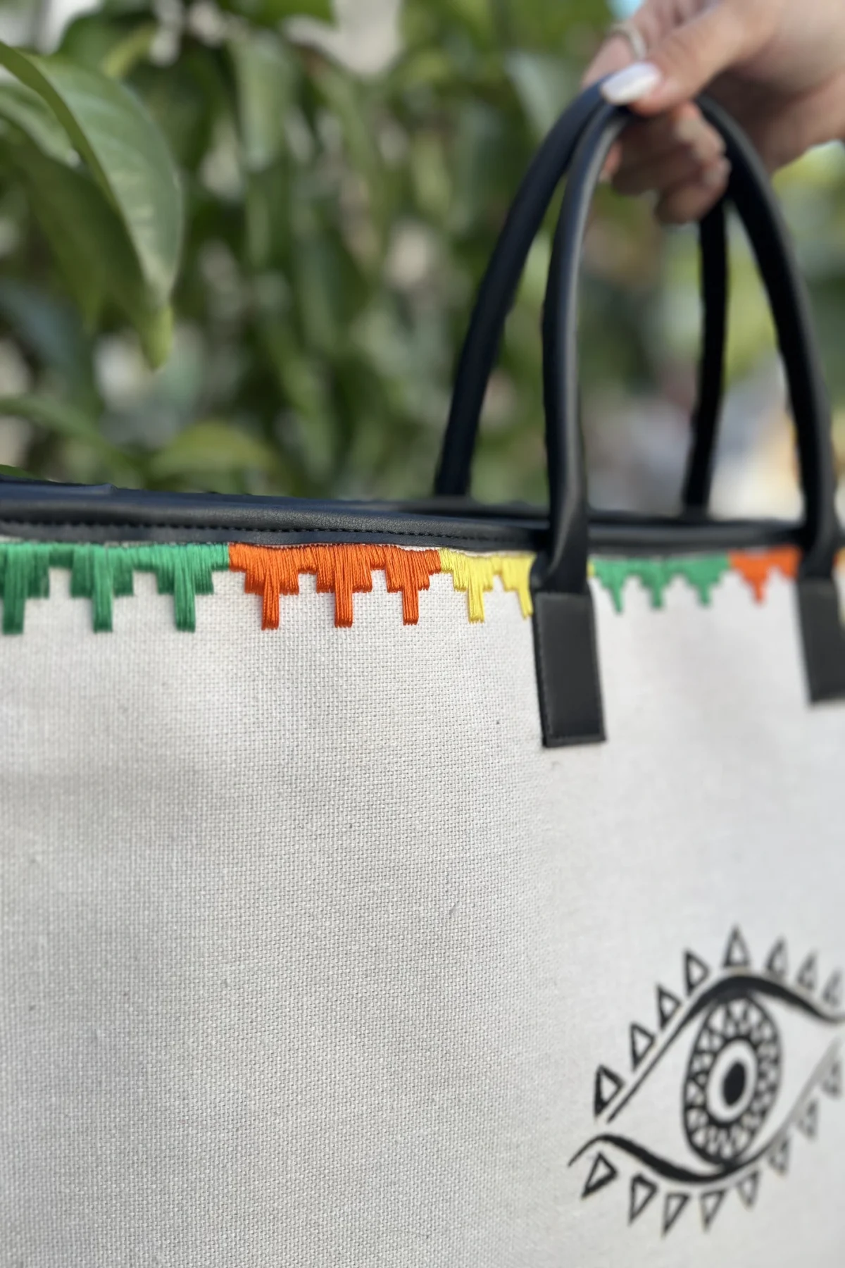 Nakış İşlemeli Göz Desen Kanvas Çanta - BE OZ - Görsel 3