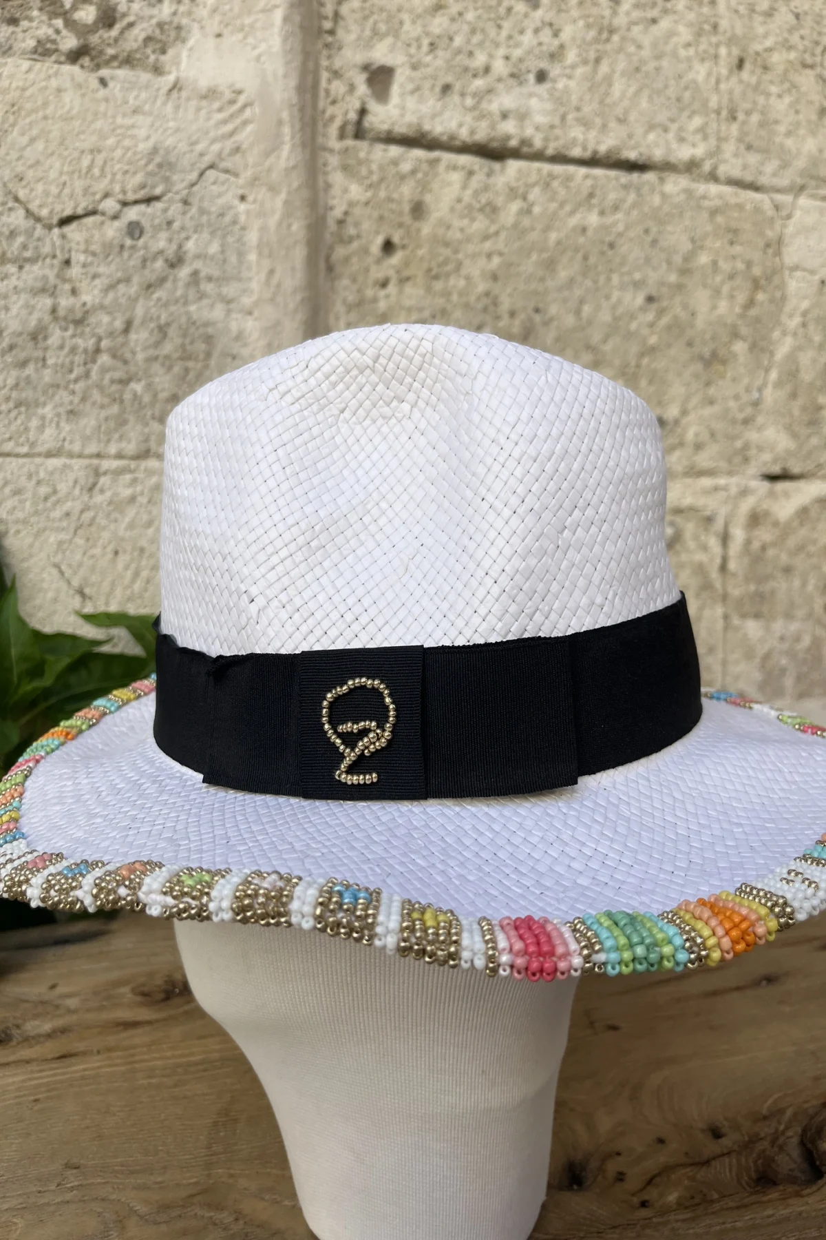 Boncuk İşlemeli Hasır Şapka - BE OZ - Görsel 3