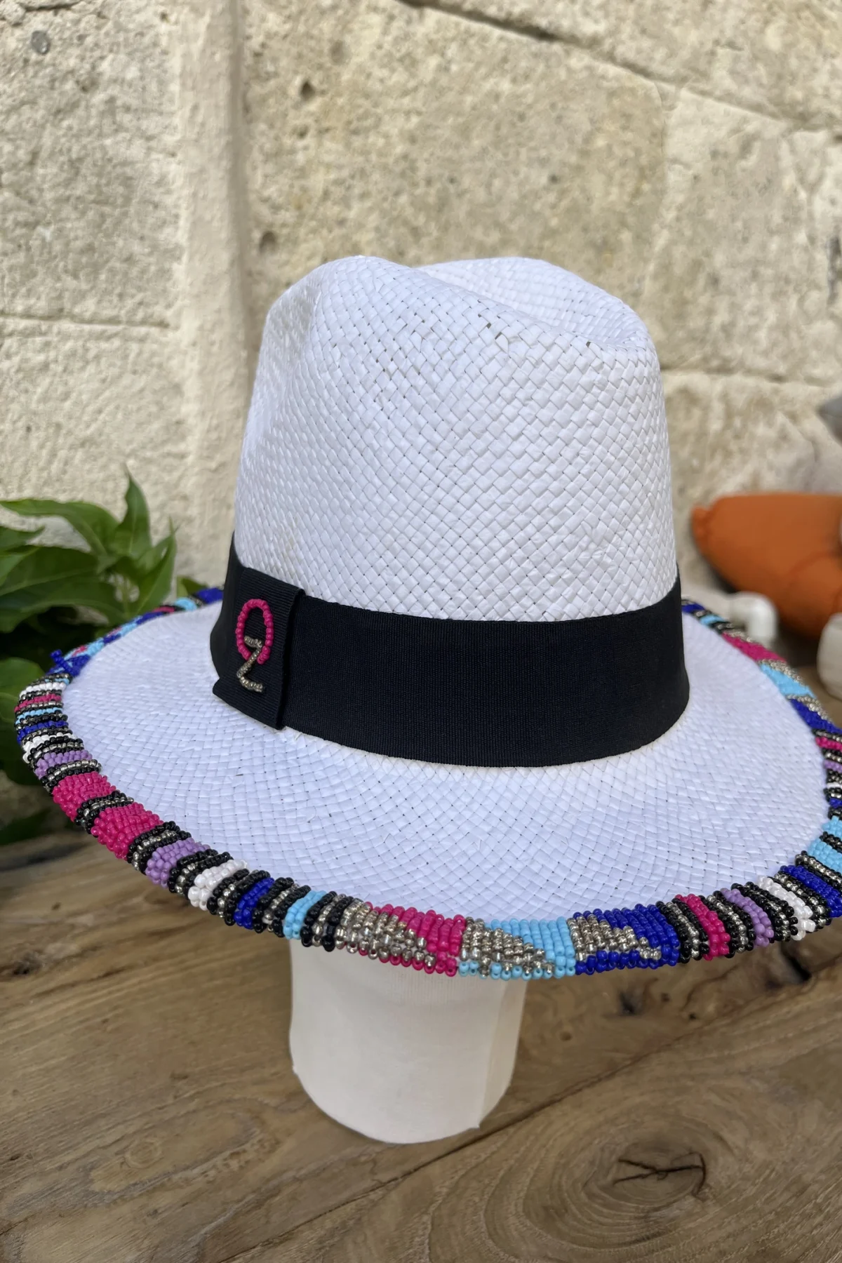 Boncuk İşlemeli Hasır Şapka - BE OZ - Görsel 3