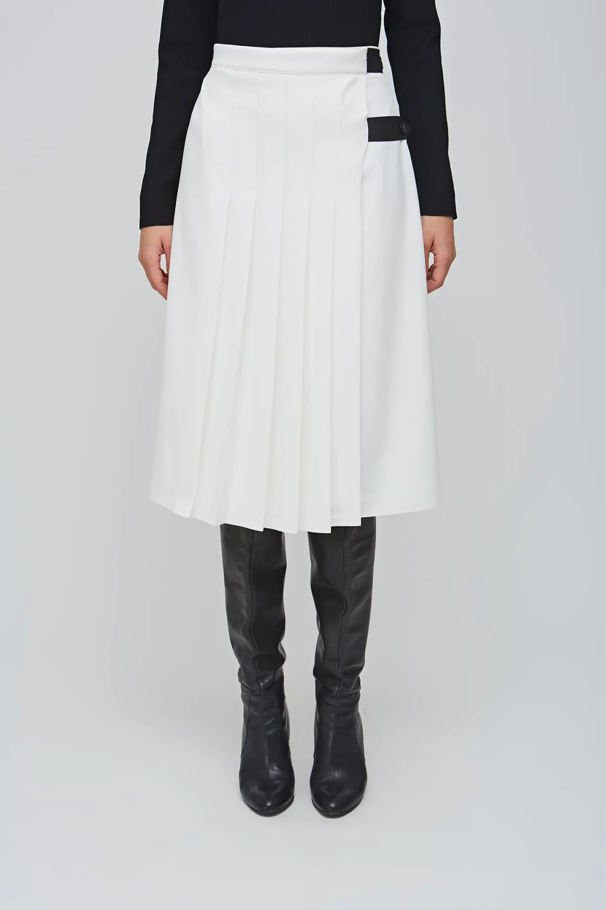 Pileli Uzun Beyaz Etek - BE OZ - Görsel 3