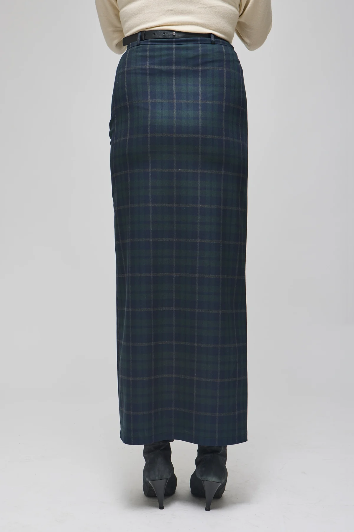 Pörfect lacivert ekoseli uzun etek