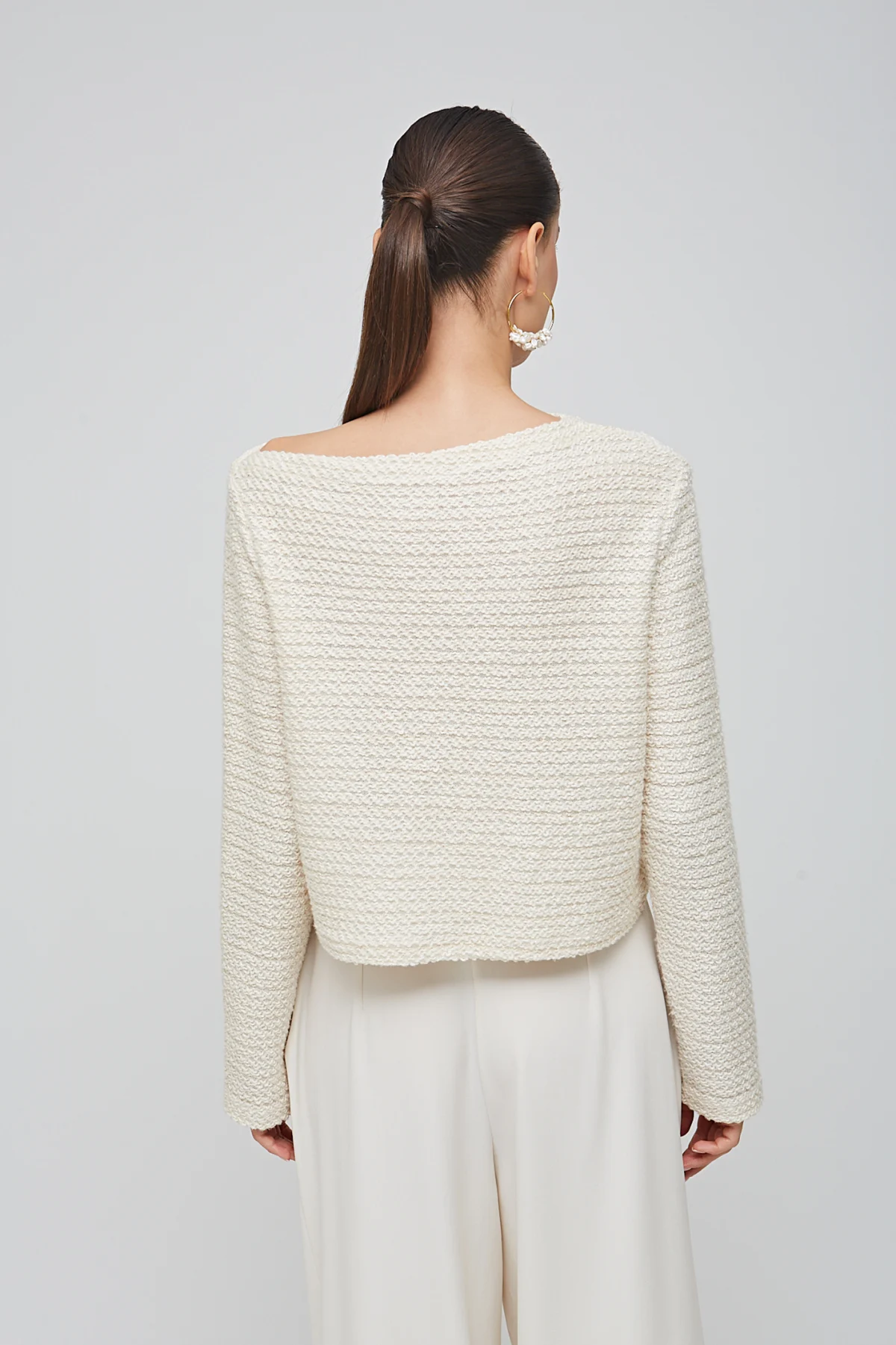 V Parçalı Krem Triko Bluz - BE OZ - Görsel 5